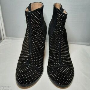 Anthropologie Gold Micro Beaded Black Suede Ankle Boots Boho Witchy Whimsigoth